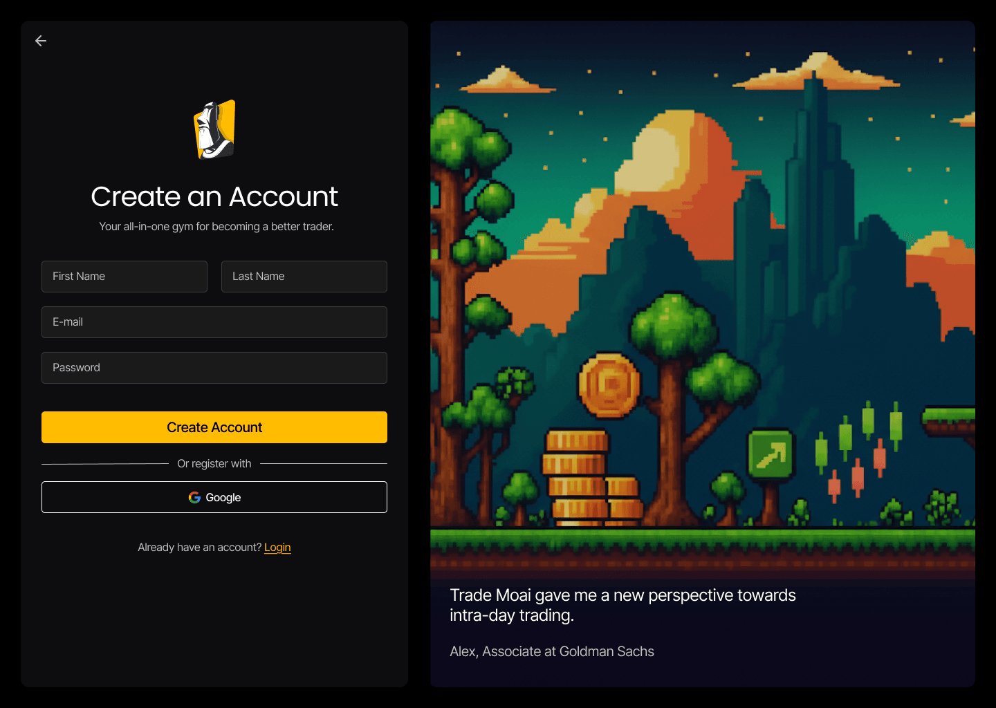 Trade Moai trading dashboard